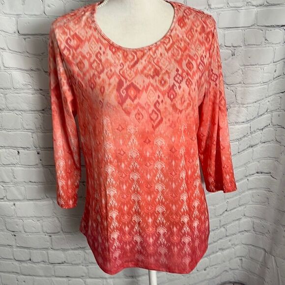 Christopher & Banks - 3/4 Sleeved Top - Orange - Petite L - Picture 1 of 4